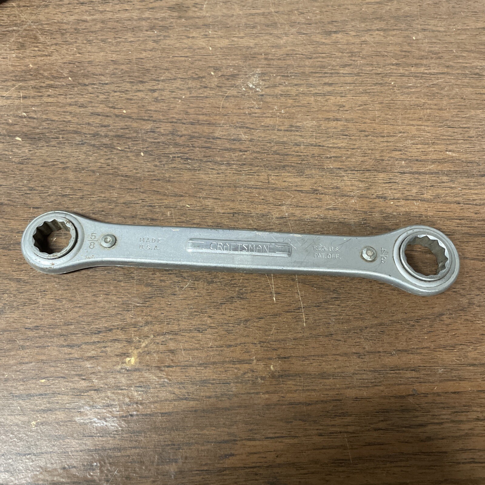 Craftsman 5/8″ x 3/4″ Box End Ratcheting Wrench Made in USA Vintage