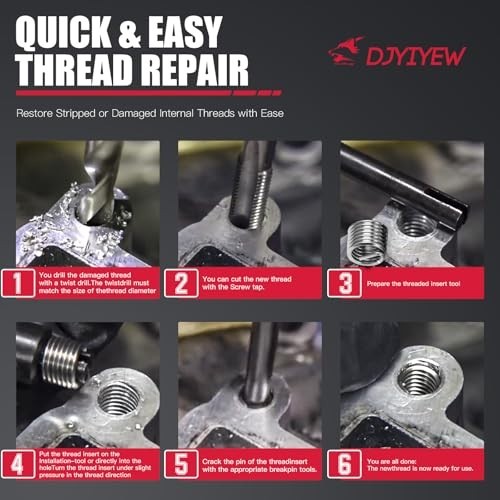Metric & SAE Thread Repair Kit 262 Pc – M5 M6 M8 M10 M12 & 1/4″ to 1/2″ with Gau