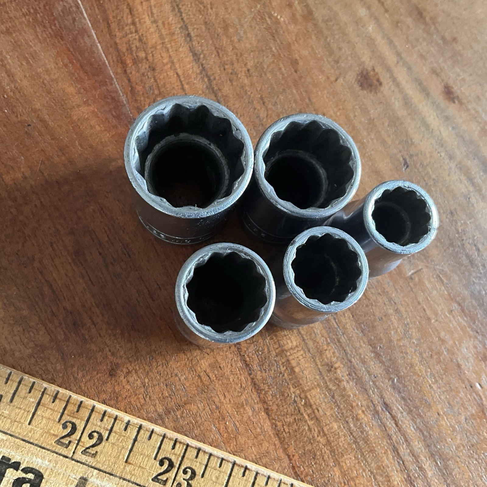 5 Vintage Snap On 1/2″ Drive Sockets SW161 SW181 SW201 SW241 SW281