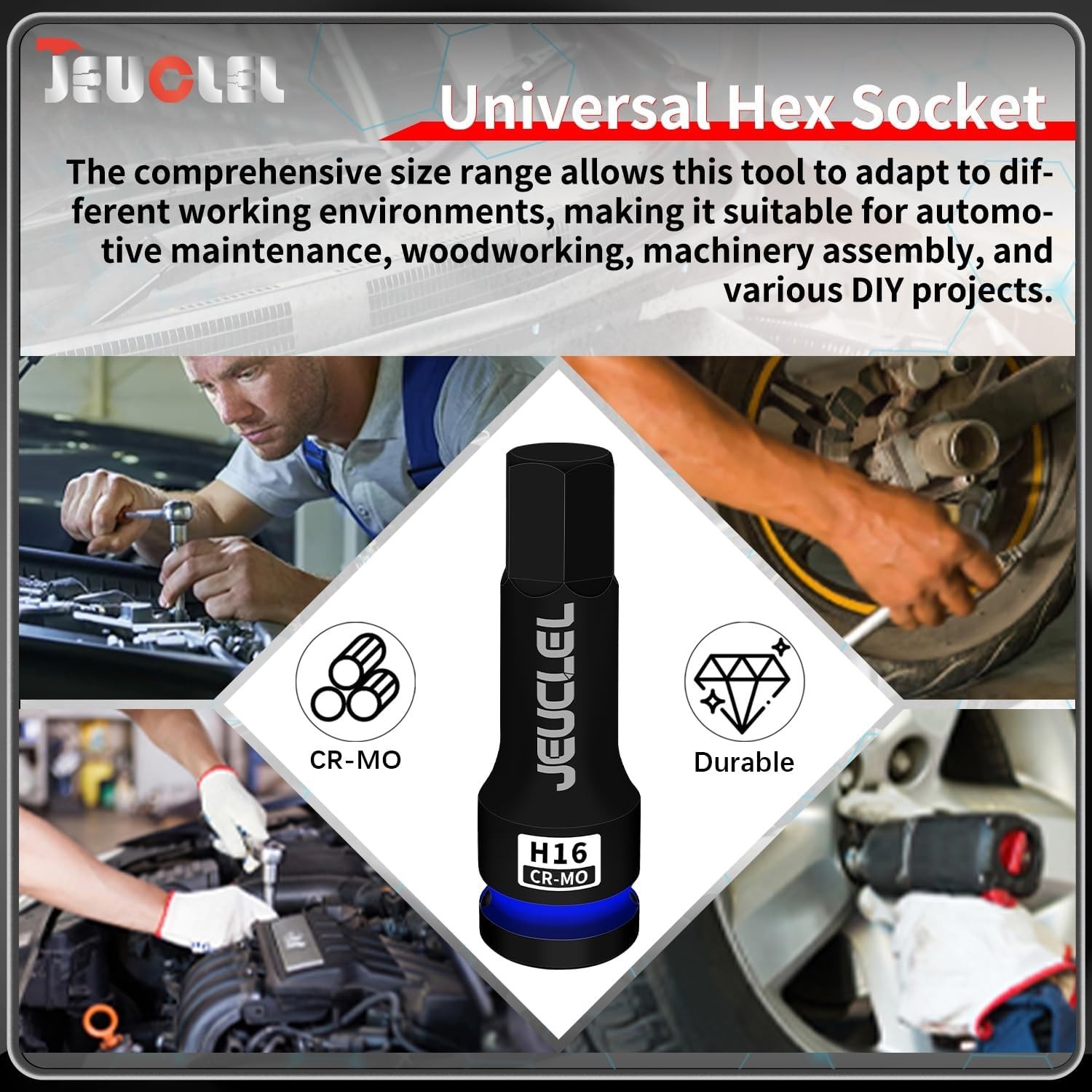 16mm Hex Impact Bit Socket, 1/2-Inch Impact Drive Allen Socket, Cr-Mo Steel L…