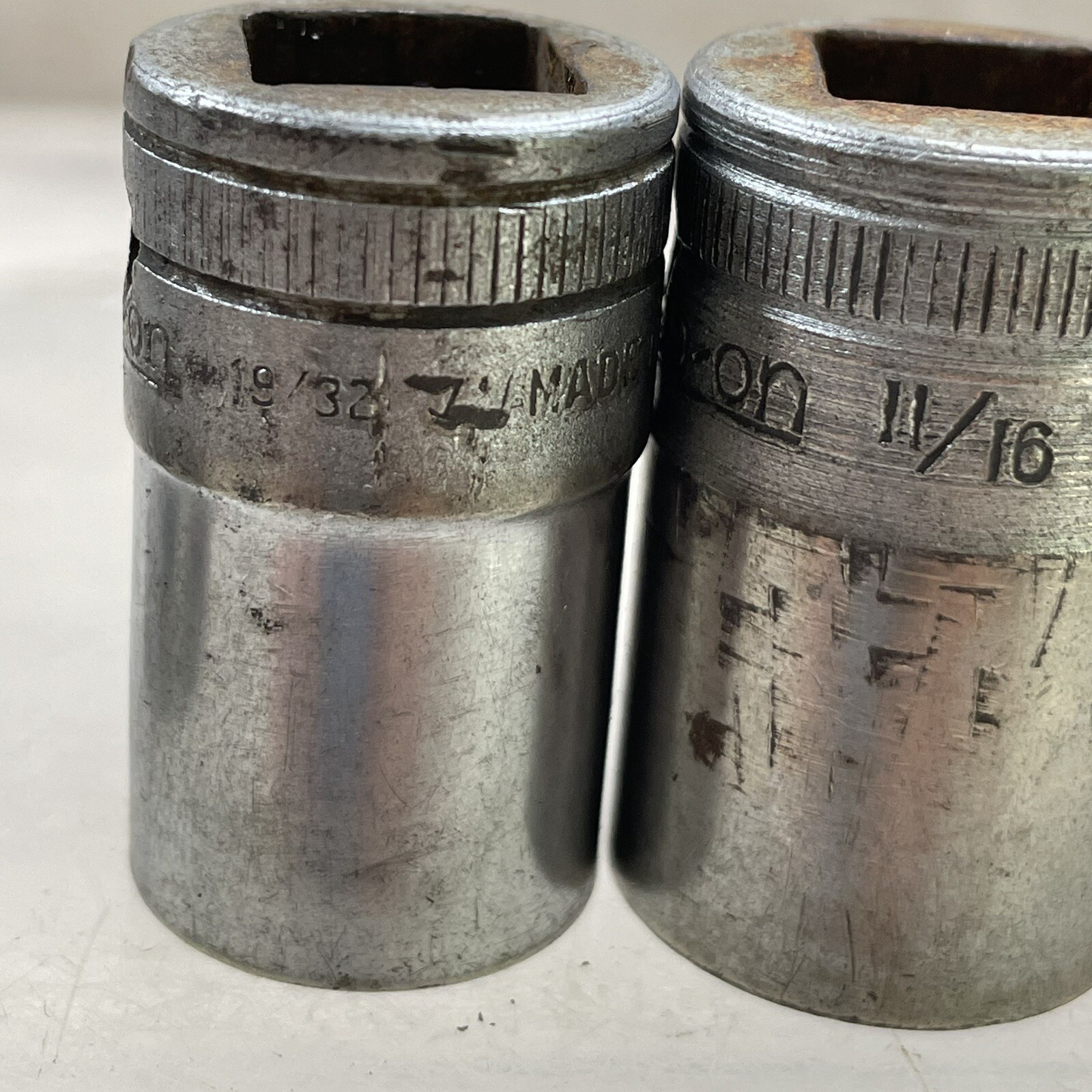 Snap On USA Socket Set 1/2” Drive 12 Point 1 3/16 + 1 1/8 + 1 + 19/32 + 11/16 +
