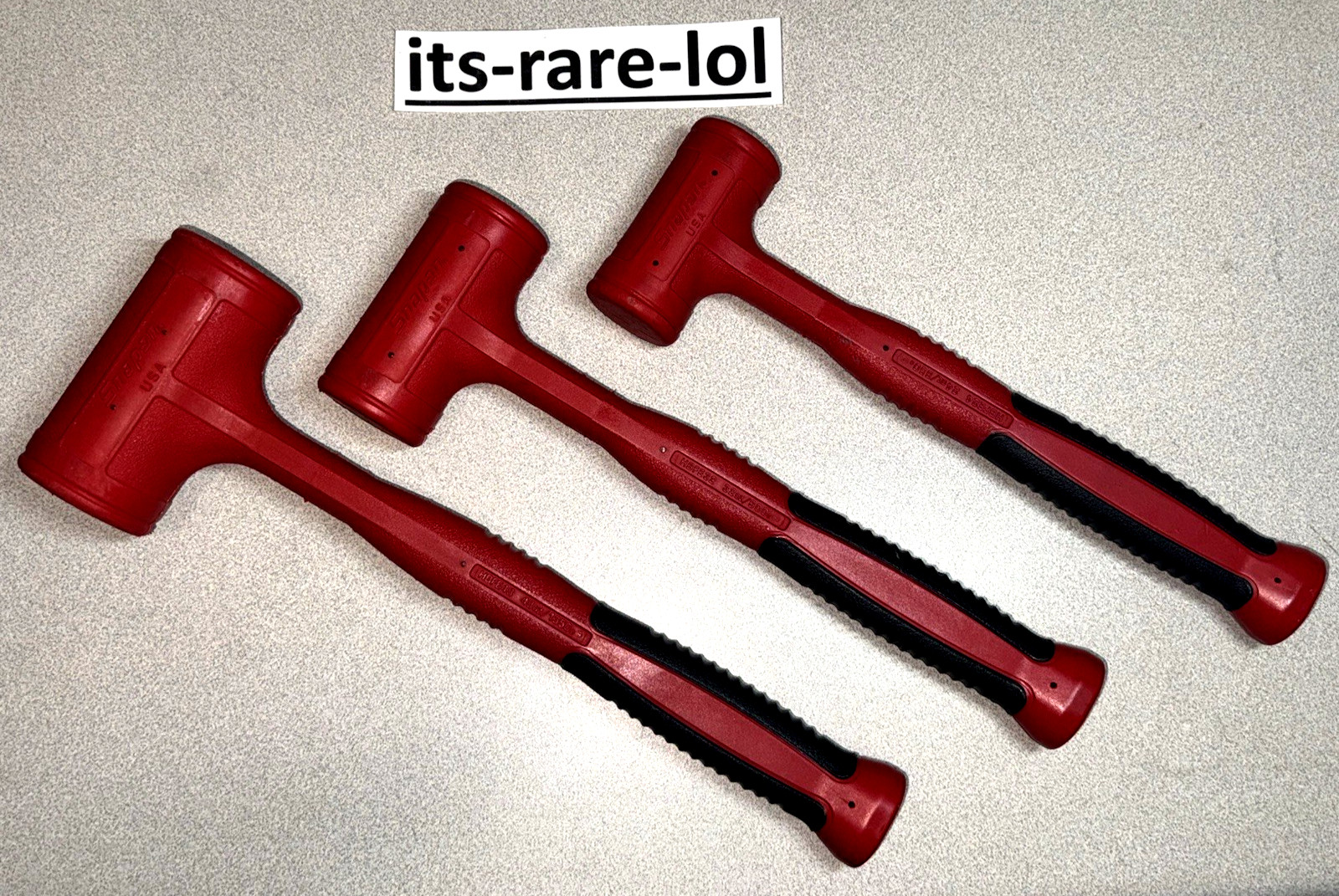Snap-on HBFE103 3-Piece Red Soft Grip Dead Blow Hammer Set (24oz, 32oz, 48oz)