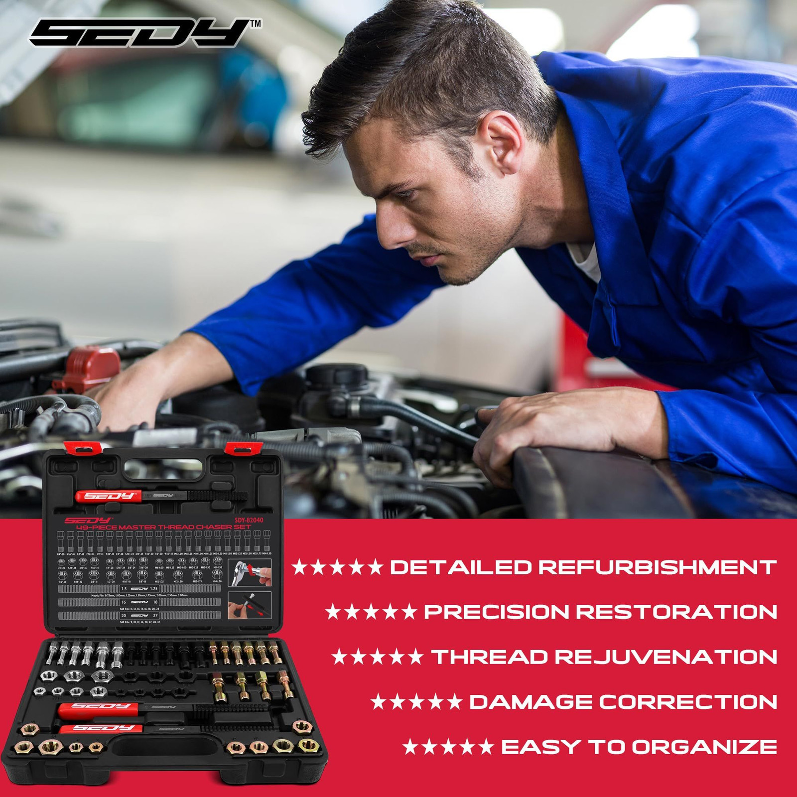 Thread Repair Chaser Tool Set – 49PCS Cleaner Upgraded Version