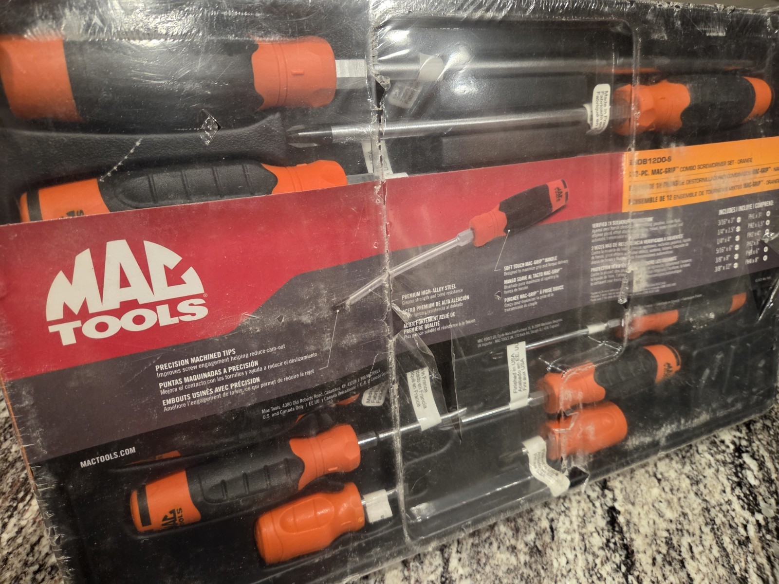 Mac Tools 12-PC. Mac-Grip Combination Screwdriver Set – Orange – SEALED