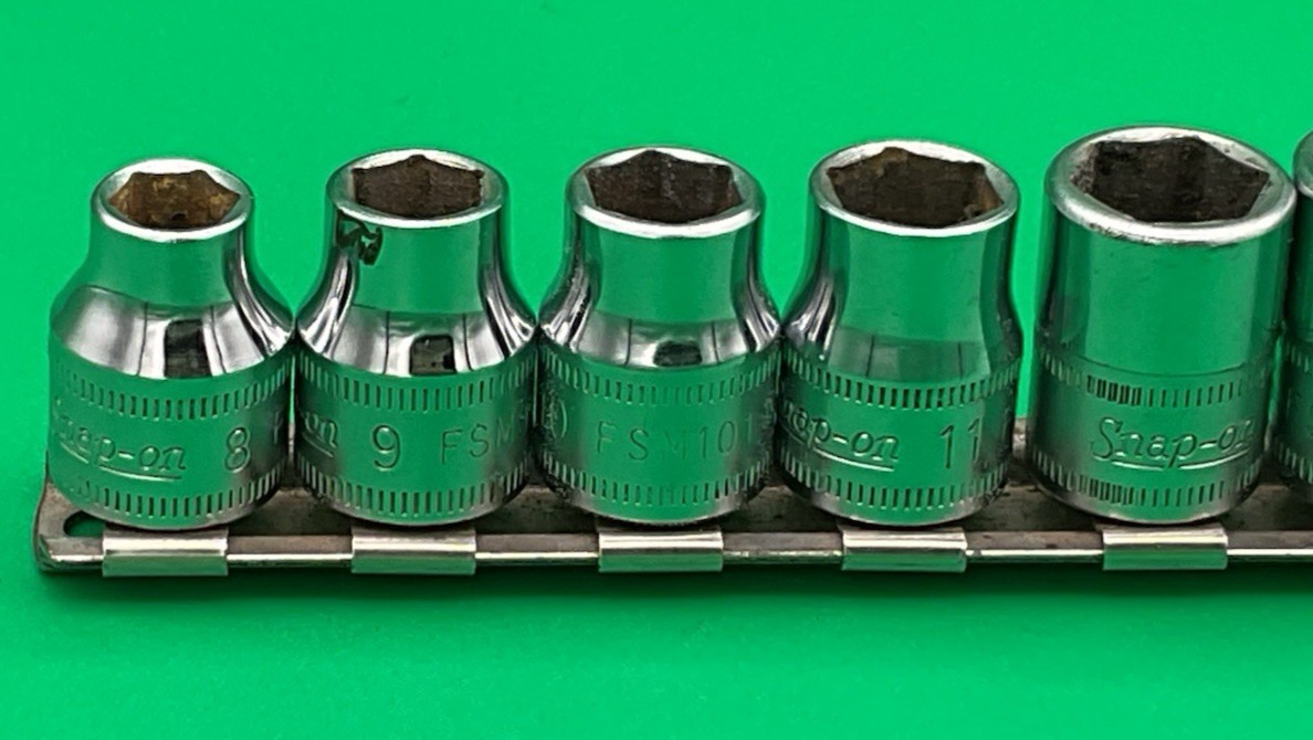 SNAP ON 3/8″ Drive 6pt FSM Shallow Socket Set 19mm-8mm 12 Pieces NICE Free Ship!
