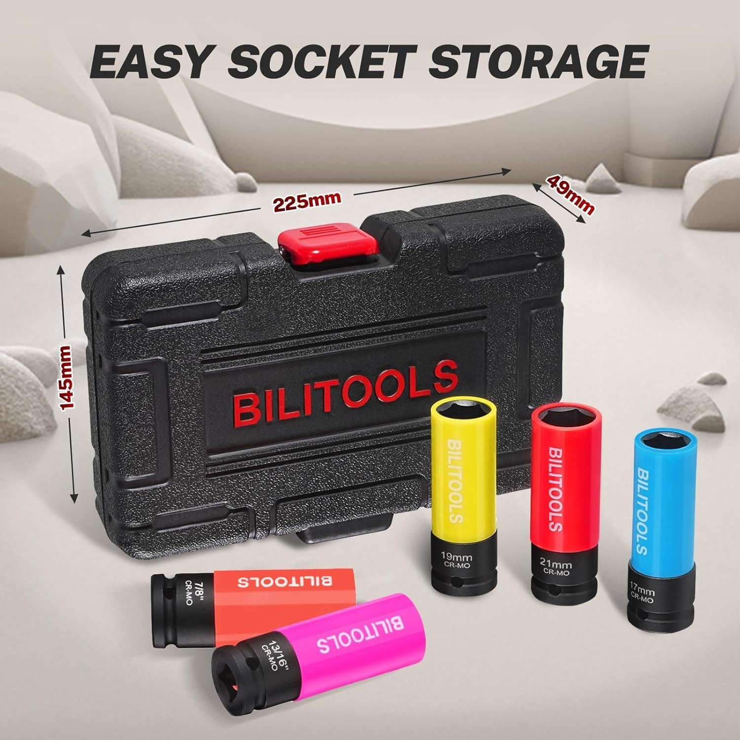 1/2″ Drive Impact Lug Nut Socket Set 5-Piece Non-Marring Thin Wall Metric SAE