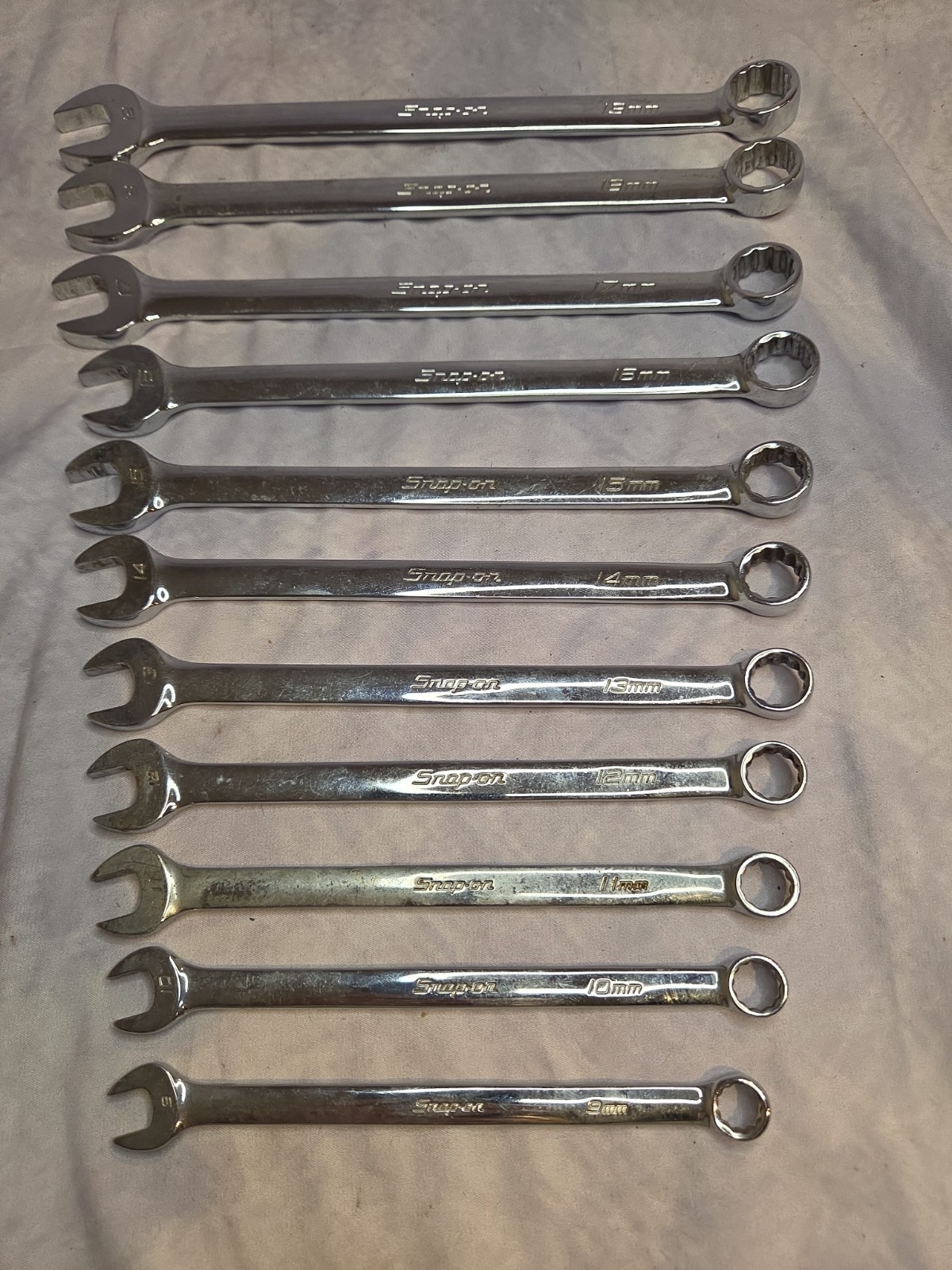 Snap-On Tools 11-Piece Metric 9mm-19mm Combination Wrench Set OEXM