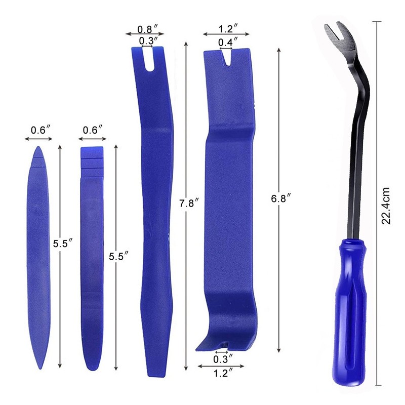 Trim Removal Kit With Metal Pry Removal Tool Dash Radio Stereo Blue Plastic