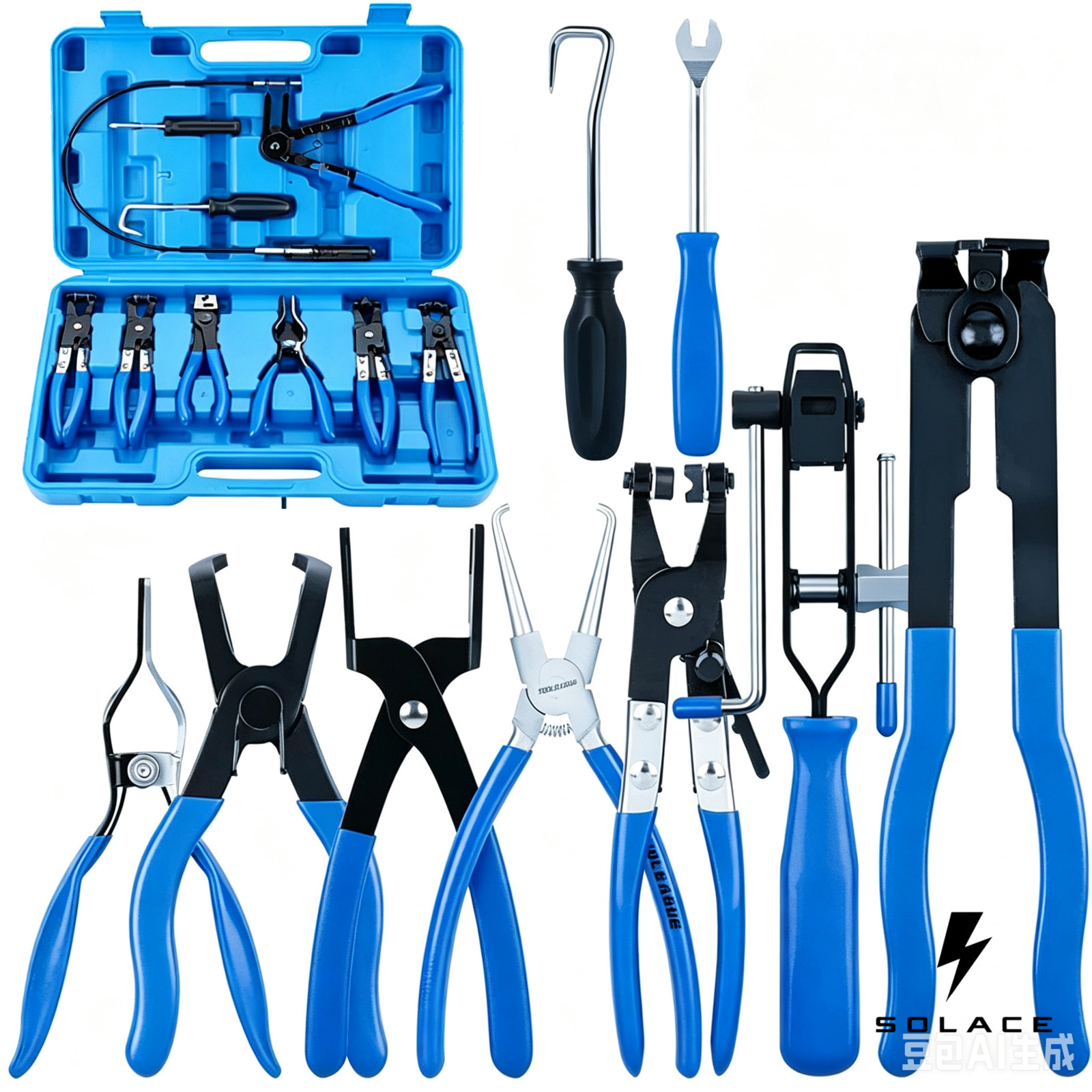 10Pcs Flexible Wire Hose Clamp Remover Pliers Fuel Water Oil Hose Repair Kit