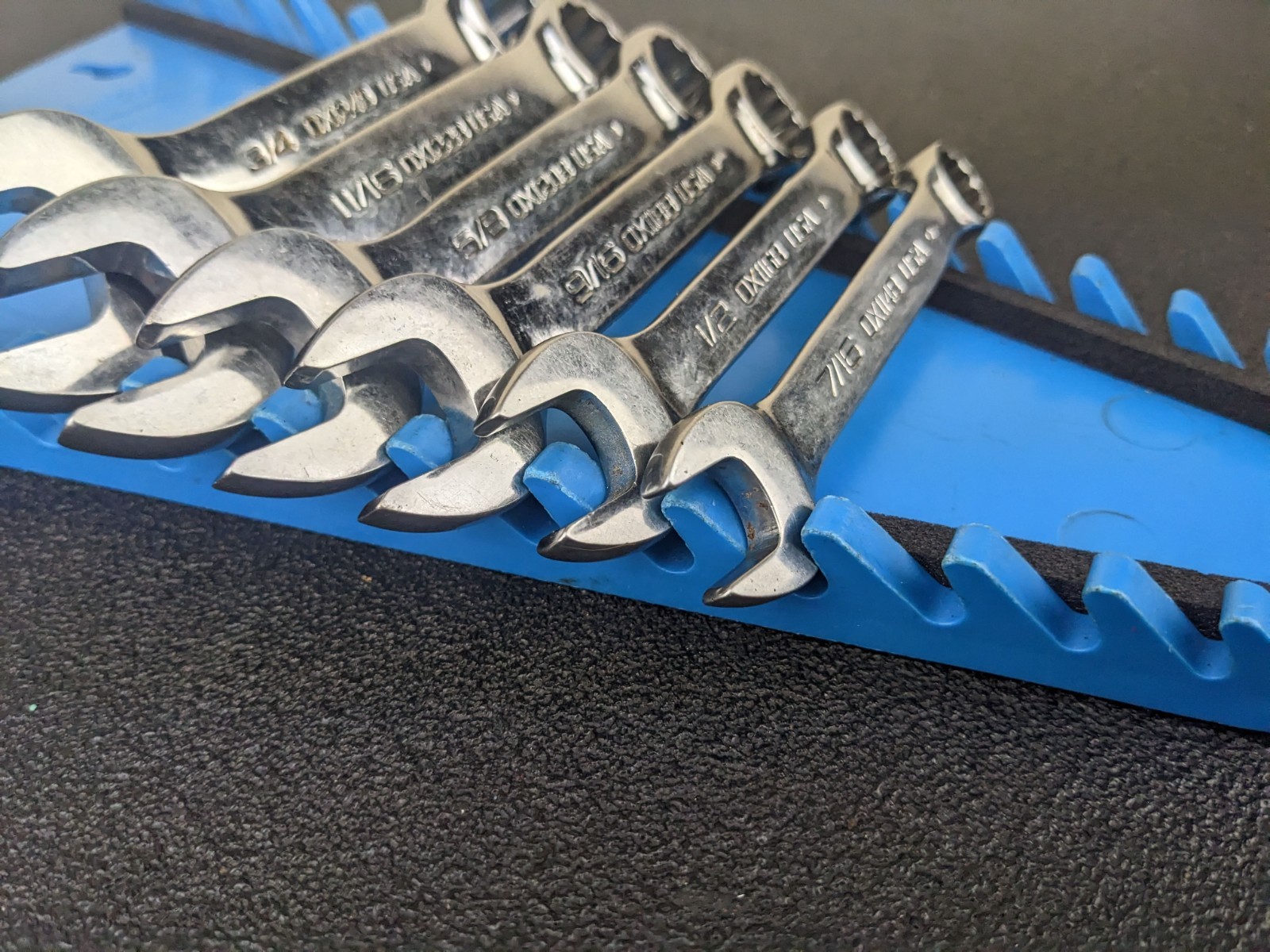 #bn457 Snap-On 12 Pt 6 Piece 7/16″-3/4″ Midget Combination Wrench Set OXI706B