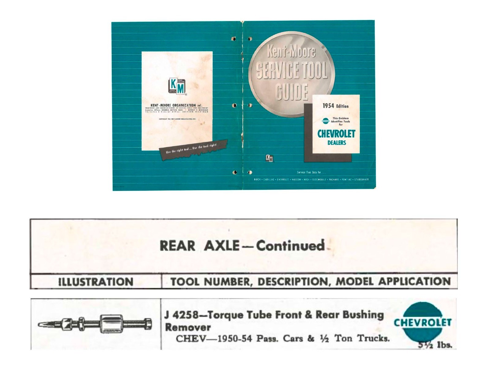 50-54 Chevy Car 50-61 GMC Truck Torque Tube Specialty Tool Kent Moore J-4258
