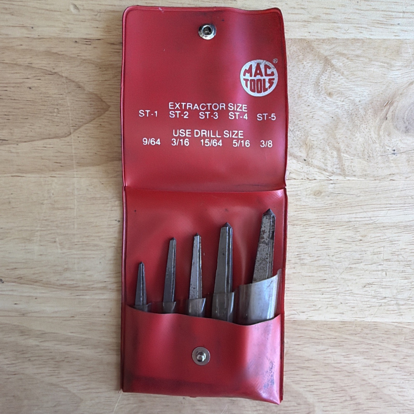 Mac Tools Screw Extractor Set 5pc W/ Kit Bag #1 thur #5 Complete 5663ES USA