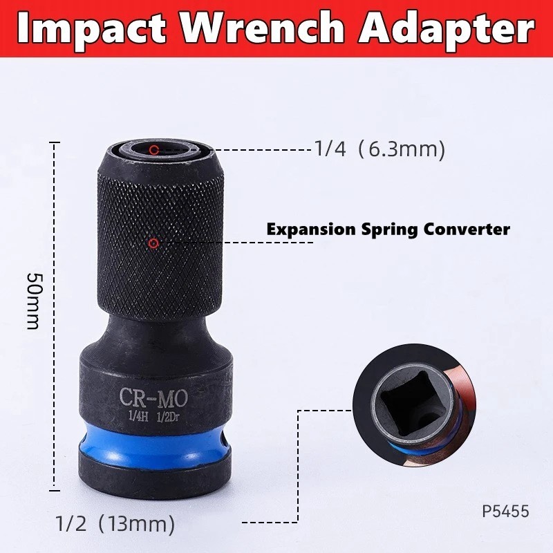 1/2 Impact Socket Adapter Hex to Square Drive Quick Release Bit UK