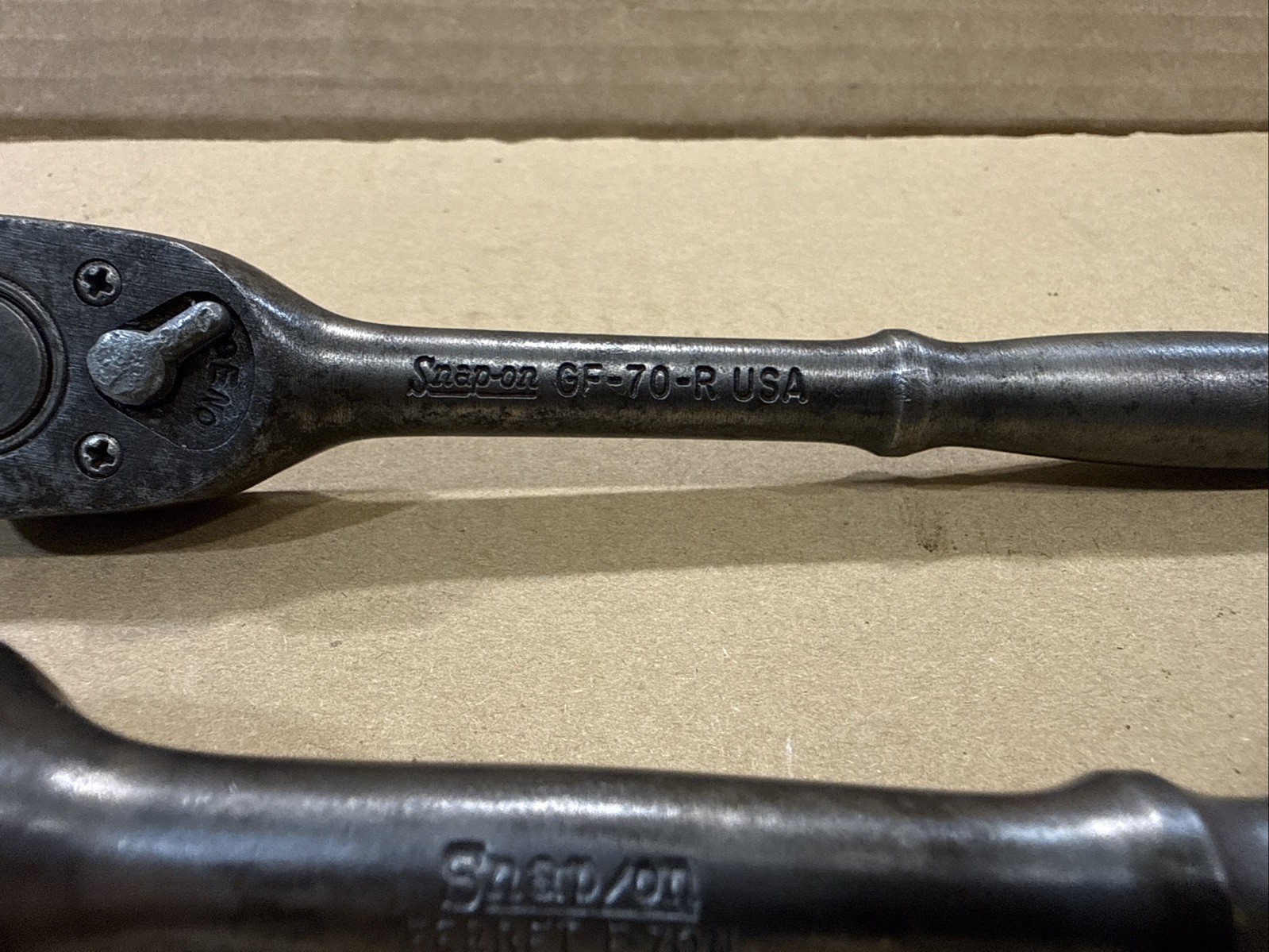 2 Vintage Snap-On Tools Ratchets ~ GF-70-R & Ferret F70N ~ 3/8″ Dr