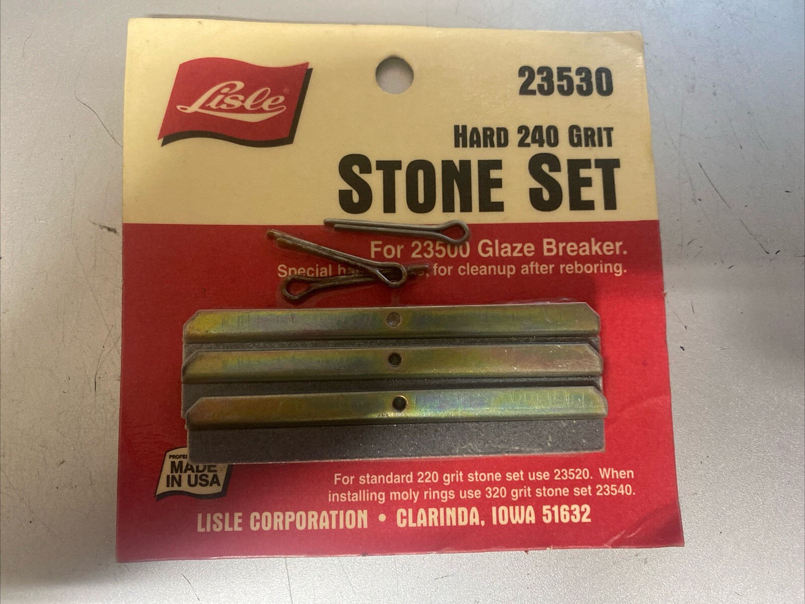 Lisle Corp., Part #23530,Hard 240 Grit Stone Set,Stone-Type Glaze Breaker #23500