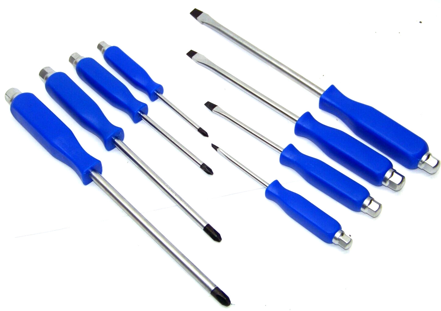 8 pcs Hammer Head Magnet Tip Screwdriver Set Phillips and Slotted Flat Go-Thru