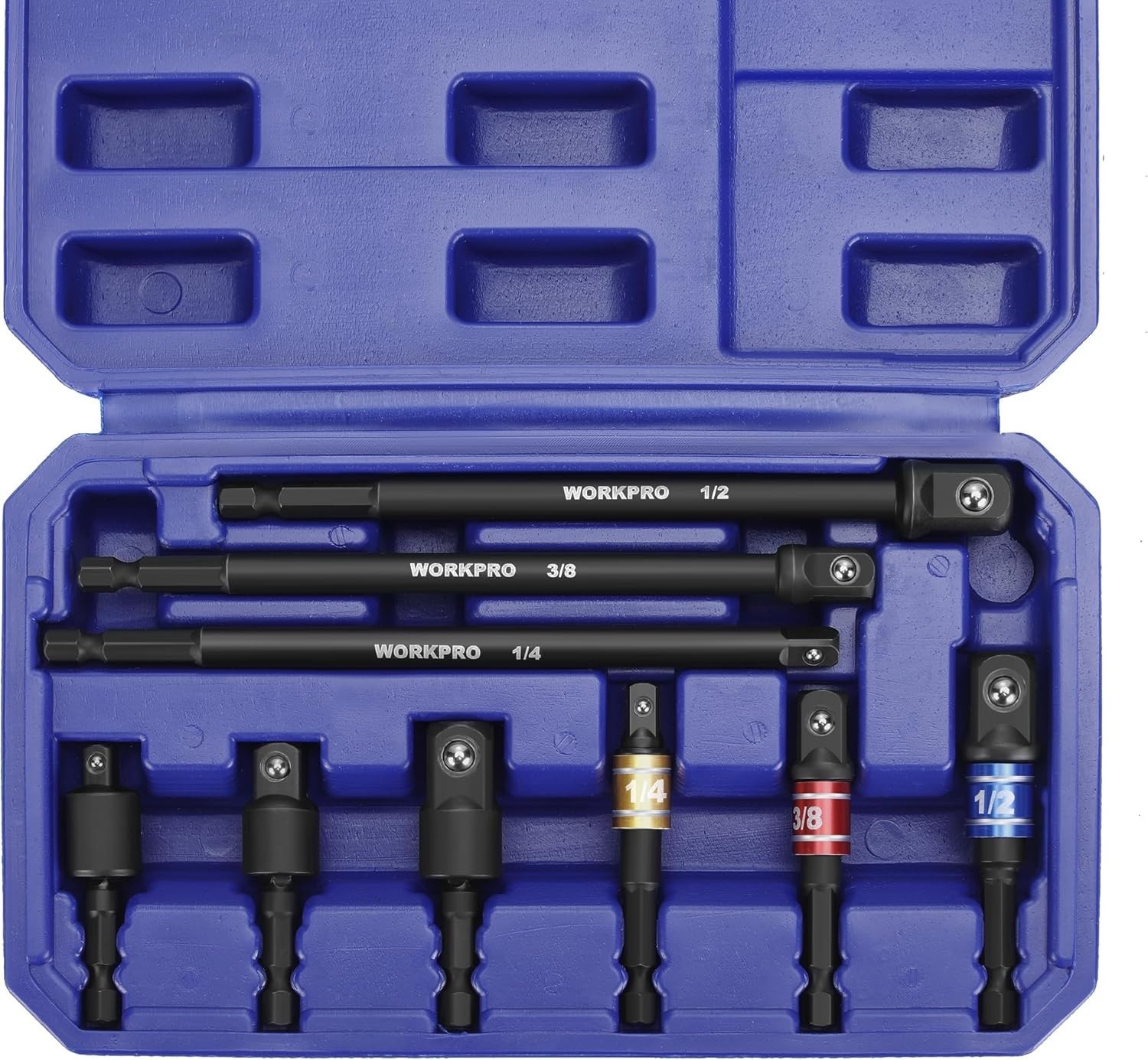 Impact Socket Adapter Set 1/4 3/8 1/2 Inch Drive Swivel Long Extension Case