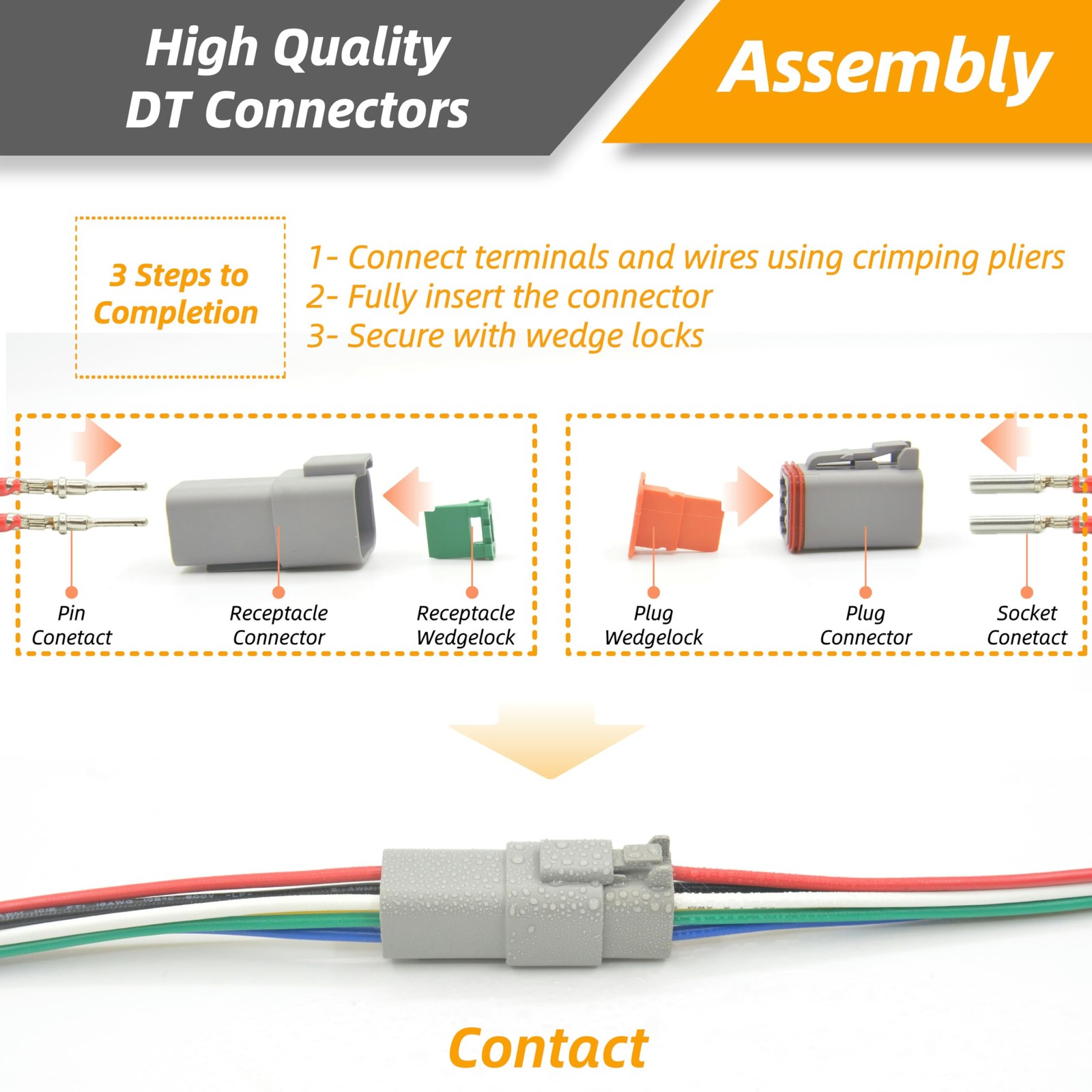 Deutsch DT Connector Kit 217PCS 12 Kits Crimper Terminal Removal 2-12 Pin IP68