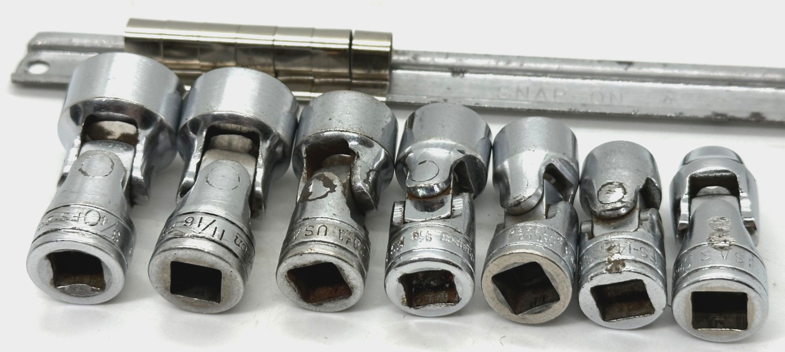 🇺🇸 Snap On Tools Swivel 3/8″ Drive Universal Socket Set Lot SAE Wobble 6PT