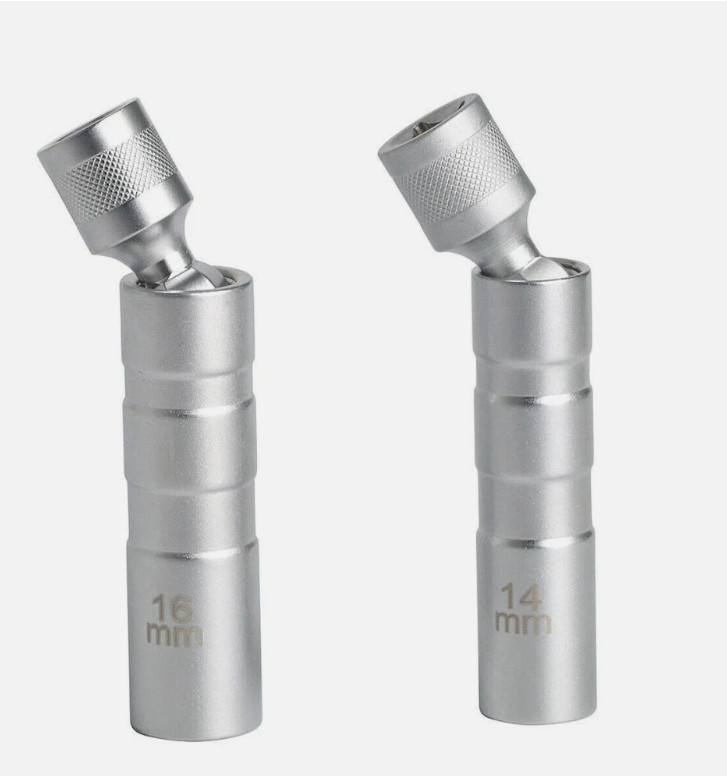 14mm & 16mm Thin Wall Magnetic Swivel Spark Plug Socket 12-Point Removal Tool US