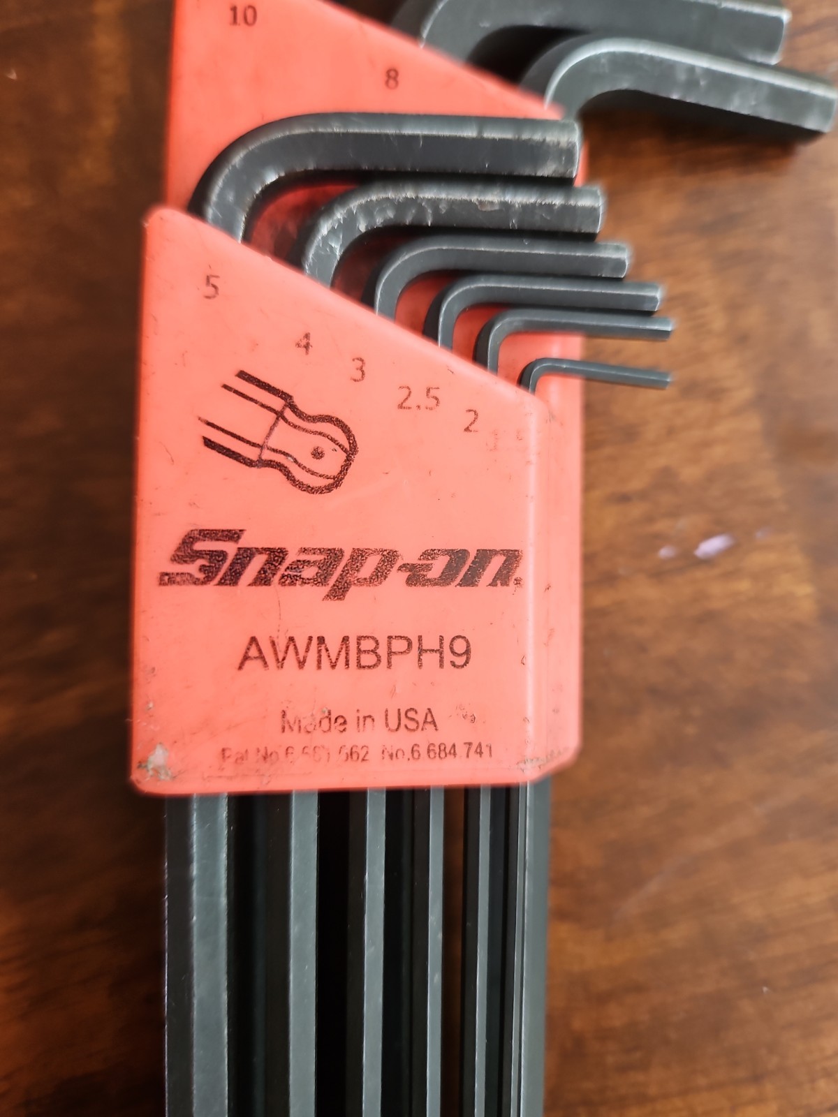 Snap On AWMBPH9 9 Piece Metric Ball Hex Wrench Set (1.5–10 mm) Snap-On Allen