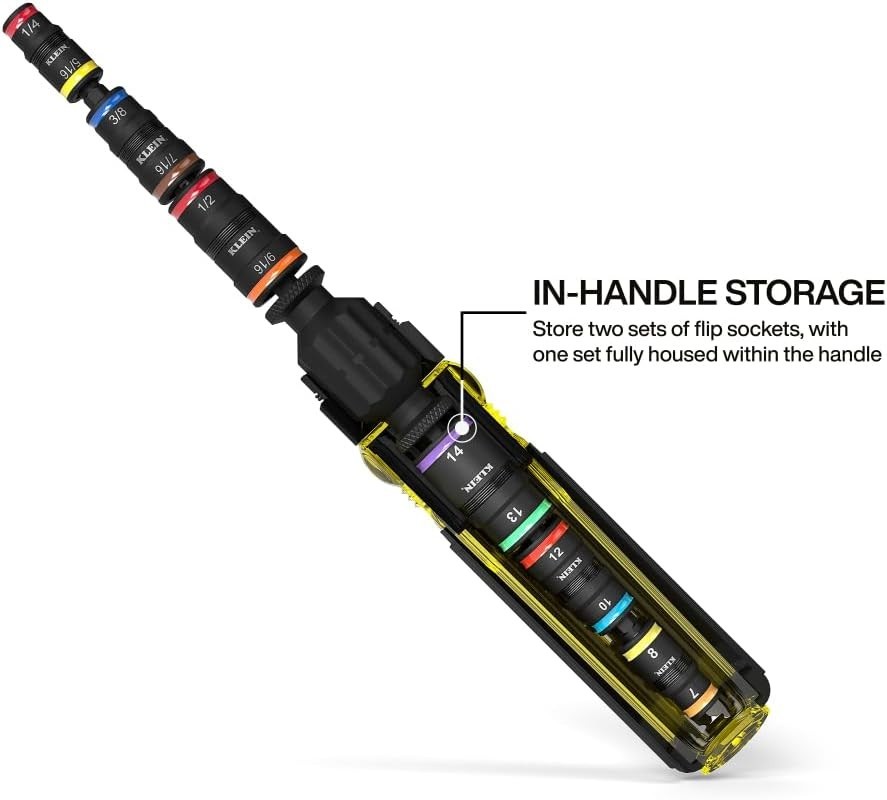 Klein Tools 32914HD 14-in-1 Impact Rated Flip Socket Set, SAE and Metric Sizes