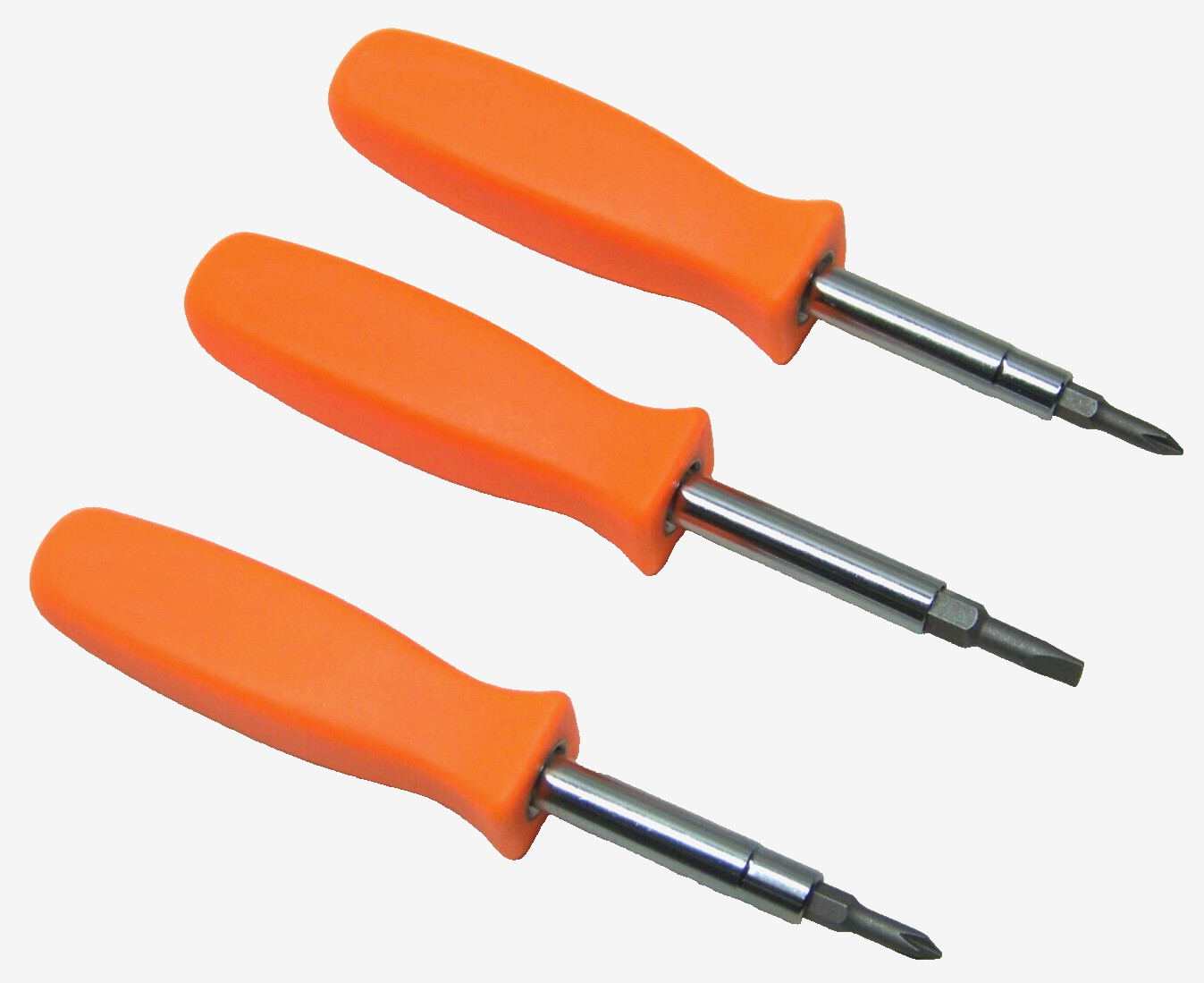3pc 6 in 1 Screwdriver Quick Change Driver Phillips # 1, 2 Slotted 1/4″ 3/16″