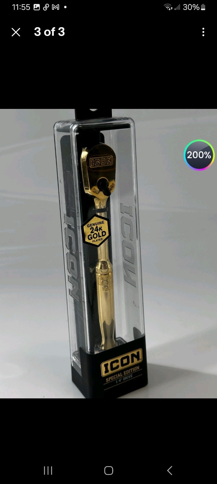 Icon 24K Gold Plated 1/4” Ratchet Pro. w/ stand Special Edition Wrench 59786