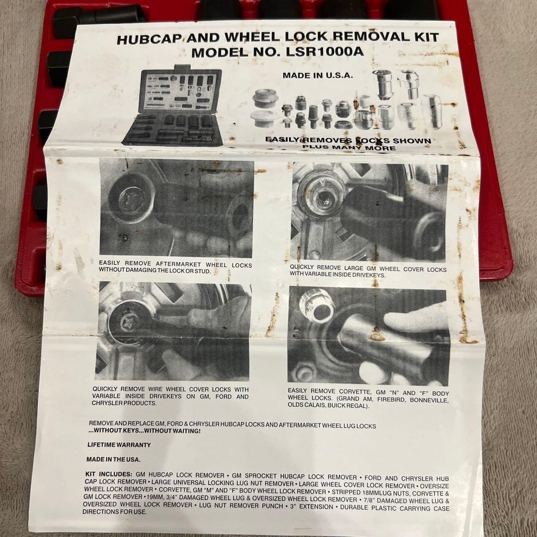Snap-on Blue Point Master Wheel Lock Nut Removal Socket Set LSR1000A Red Used