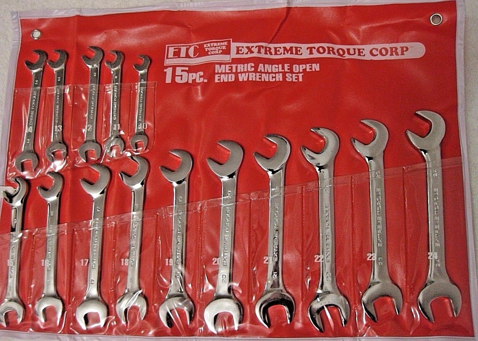 Metric Open End 4-Way Angle Wrench Set 10 to 24mm 15 pc Extreme Torque ETC 2009
