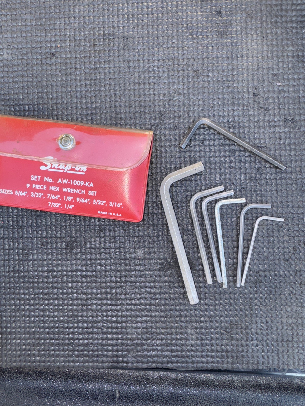Snapon Tools USA Aw-1009-KA HEX Key Set SAE PARTIAL 7 Present 1 Is MAC Snap On