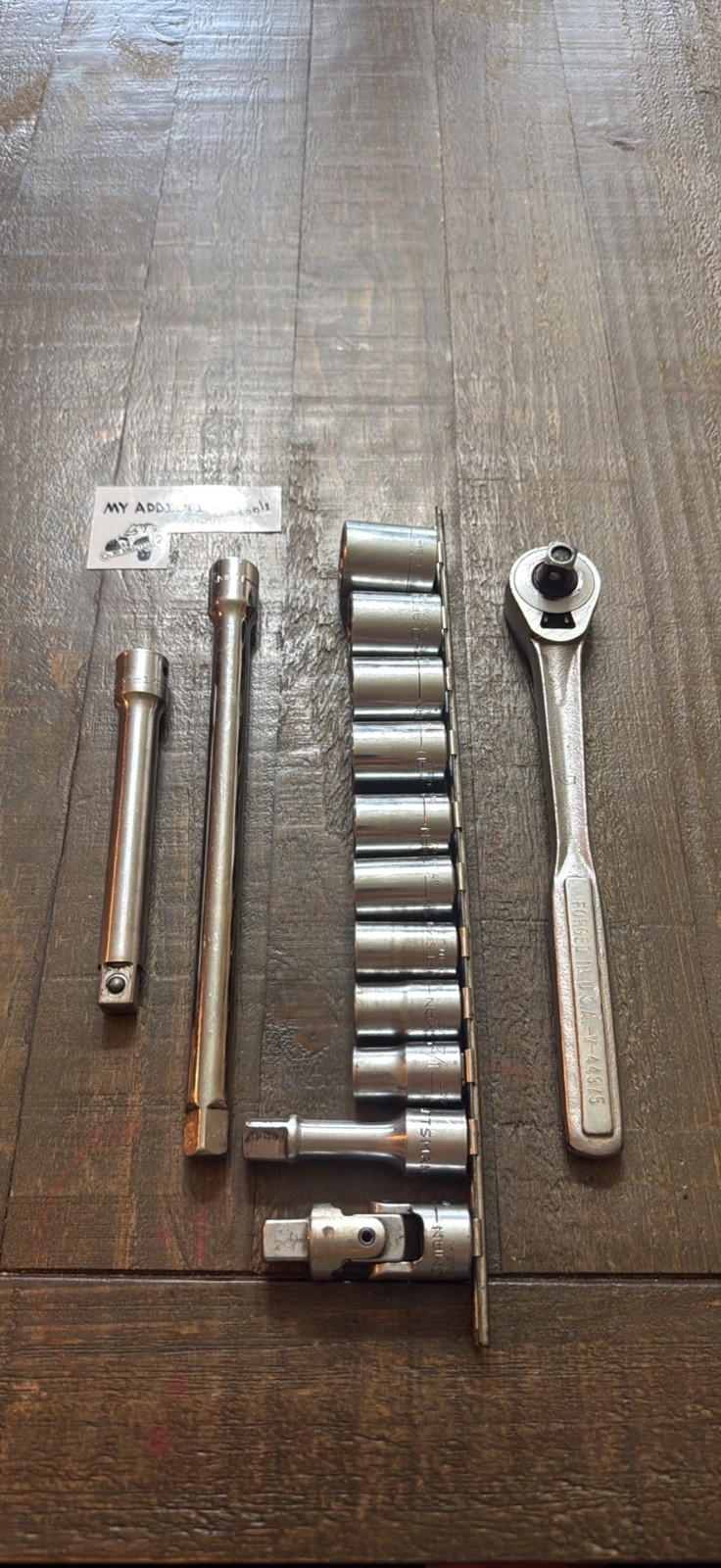 Craftsman 1/2” drive set ratchet, socket set, extensions, and swivel some are -v