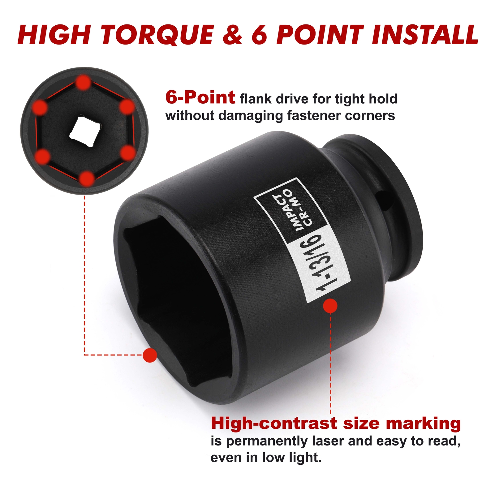 16PCS 1/2″ Drive Shallow Spindle Axle Nut Impact Socket Set 6-Point Large CR-MO