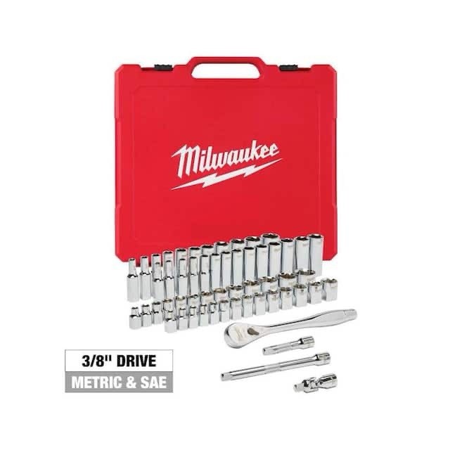 3/8″ Drive 56pc Ratchet & Socket Set – SAE & Metric Milwaukee Tool 48-22-9008