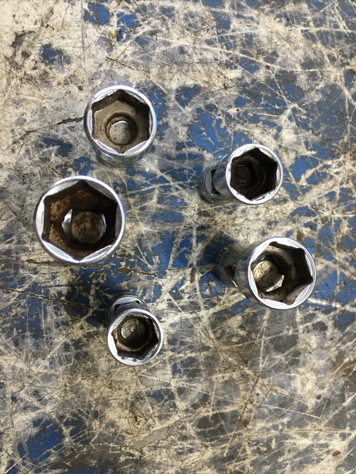 SNAP ON tools 5 piece 3/8 drive SAE 6 point swivel socket 1/2 To 3/4 Fs