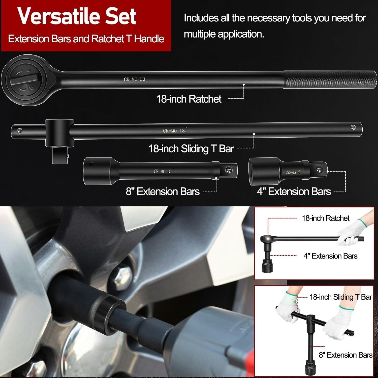 02499A 3/4″ Drive Impact Socket 27pcs SAE 7/8″ to 2″ and Metric 22 to 50 mm Set