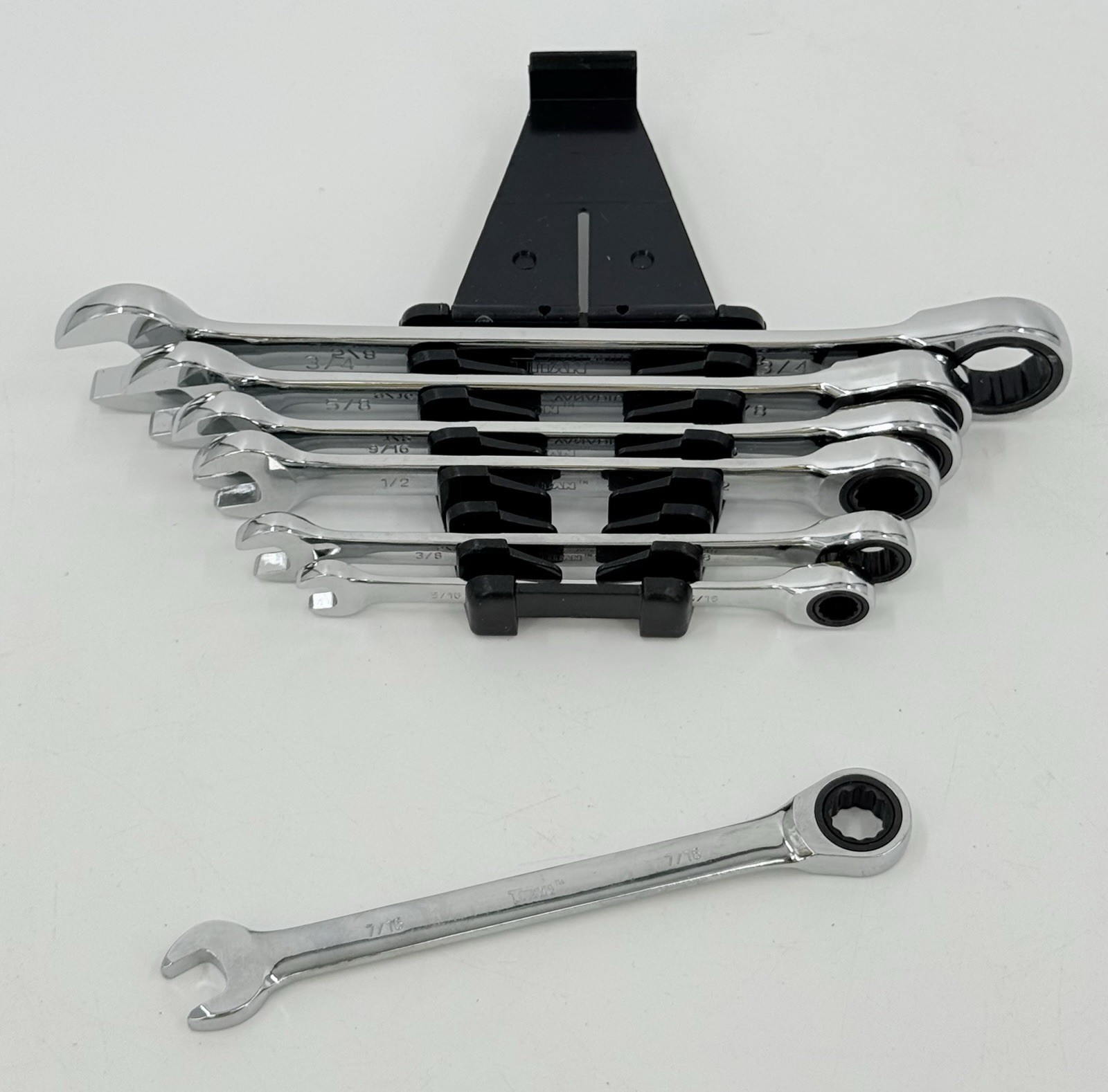 Titan Tools 17350 Combination Ratcheting Wrench Set 7 Piece SAE NEW NWOP