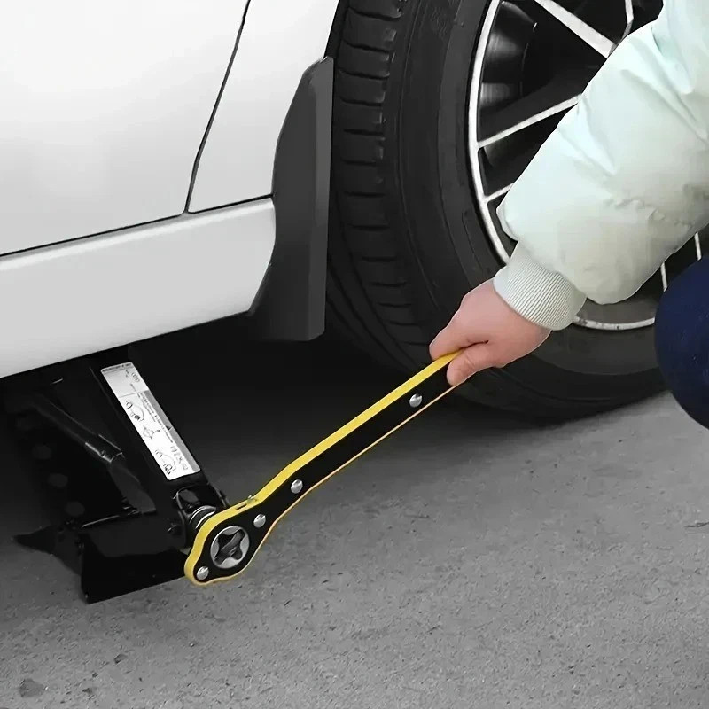 Labor-Saving Car Scissor Jack Ratchet Wrench Tire Wheel Lug Wrench Tool US