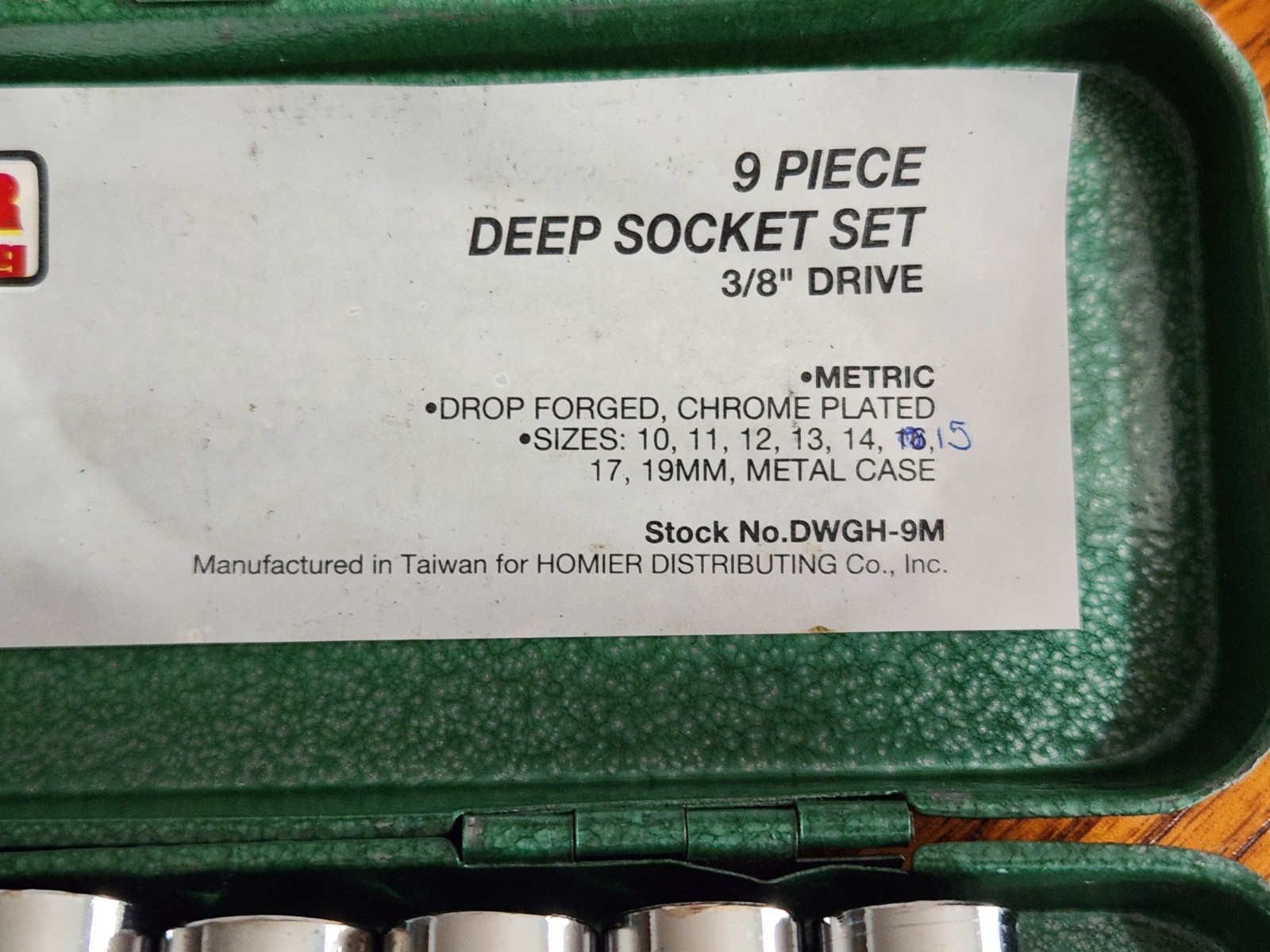 HDC Homier 9 Piece Deep Socket Set 3/8″ Drive Metric w/Metal Case
