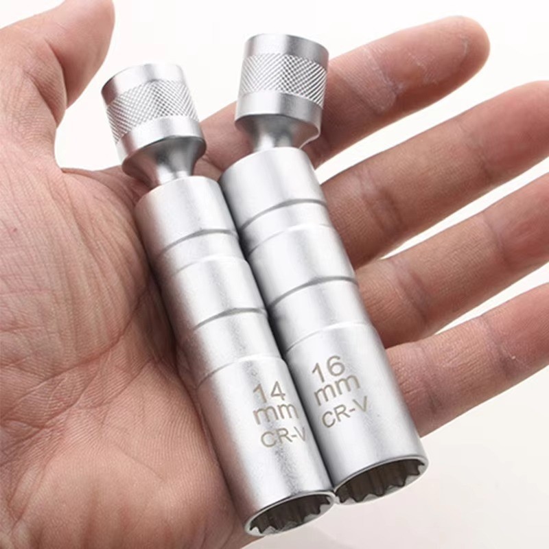 14mm & 16mm Thin Wall Magnetic Swivel Spark Plug Socket 12-Point Removal Tool