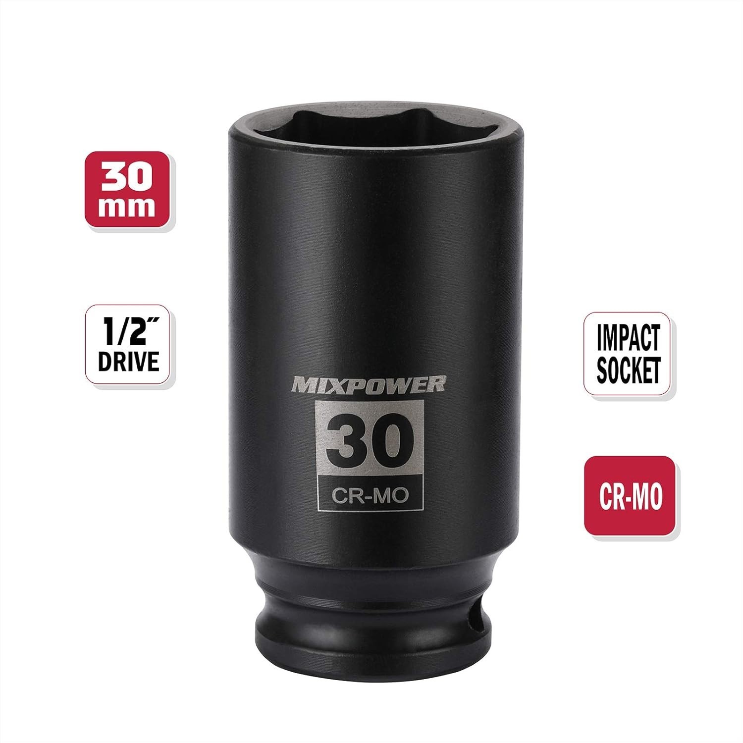 High-Torque 30mm Deep Impact Socket – Chrome Molybdenum Steel for Pros