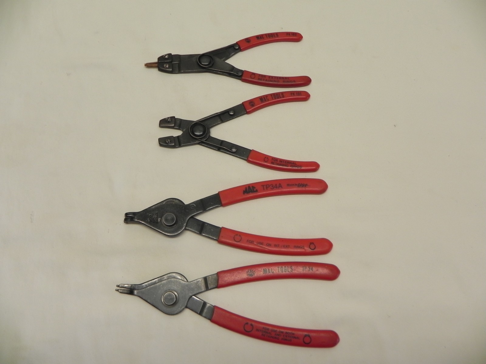 Mac 4 Piece Snap Ring Pliers Set Red