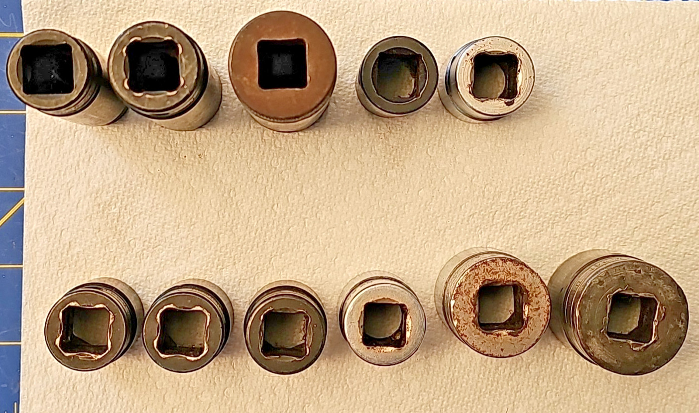 Lot of 11 Snap On 1/2″ Dr SAE Sockets-Deep Shallow 6 & 12 Pt 9/16″ t0 1-1/16″