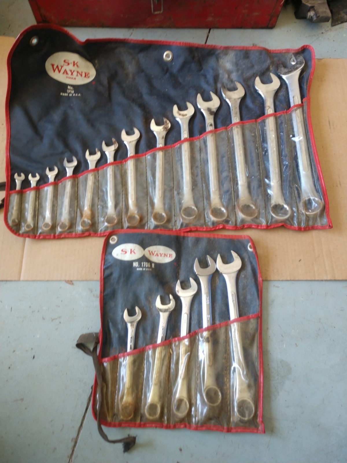 Vintage SK Tools SAE Combination Wrench Set 1713 & 1706-r