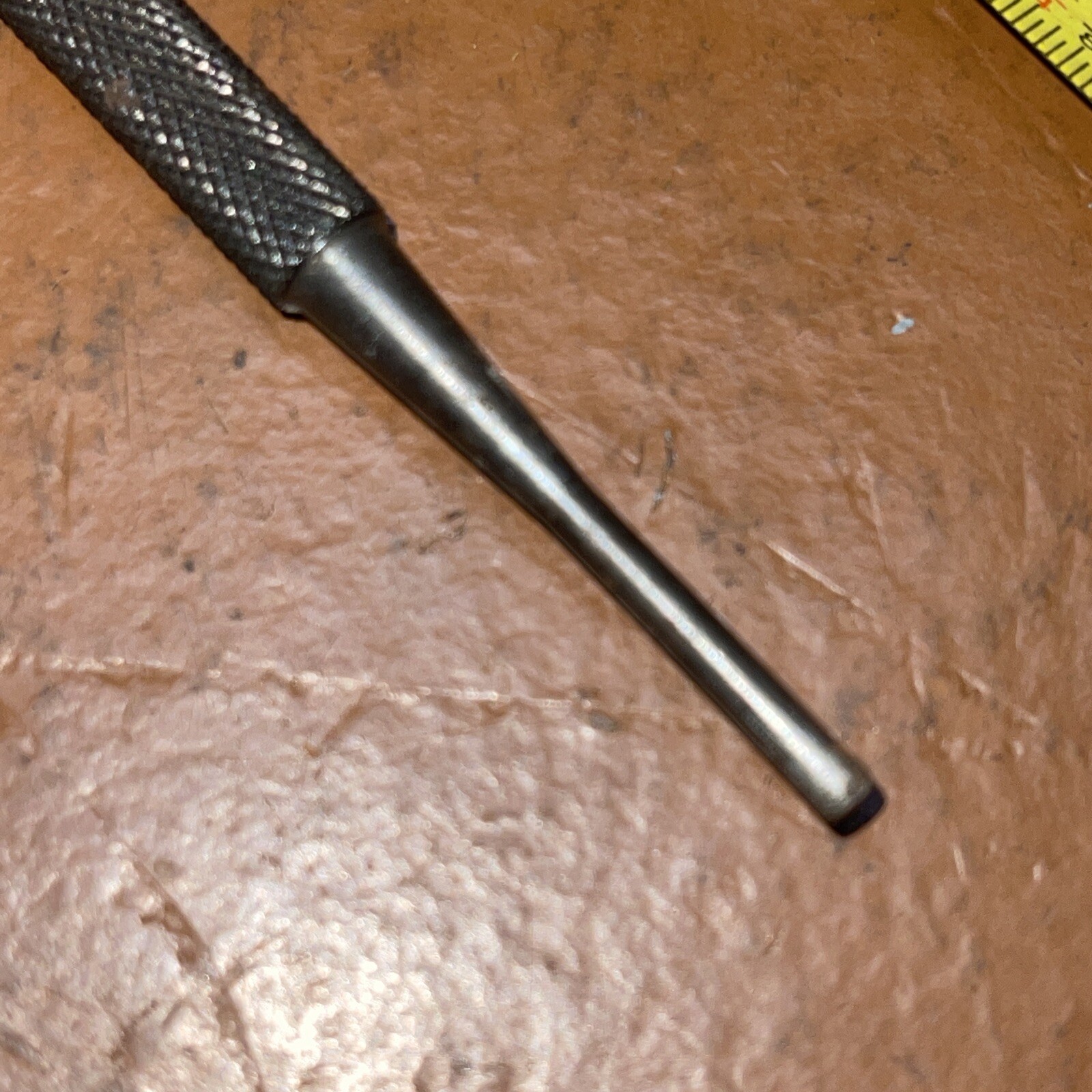 Vintage LS Starrett USA 1/8 In tip 4 Inch Long stubby Short punch Knurled Grip