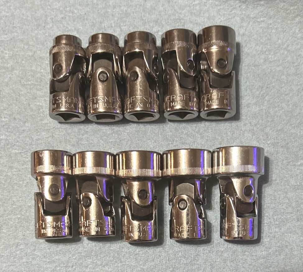 VTG Craftsman 3/8 Dr 10pc Swivel Flex Sockets 6pt USA 10mm-19mm Gk