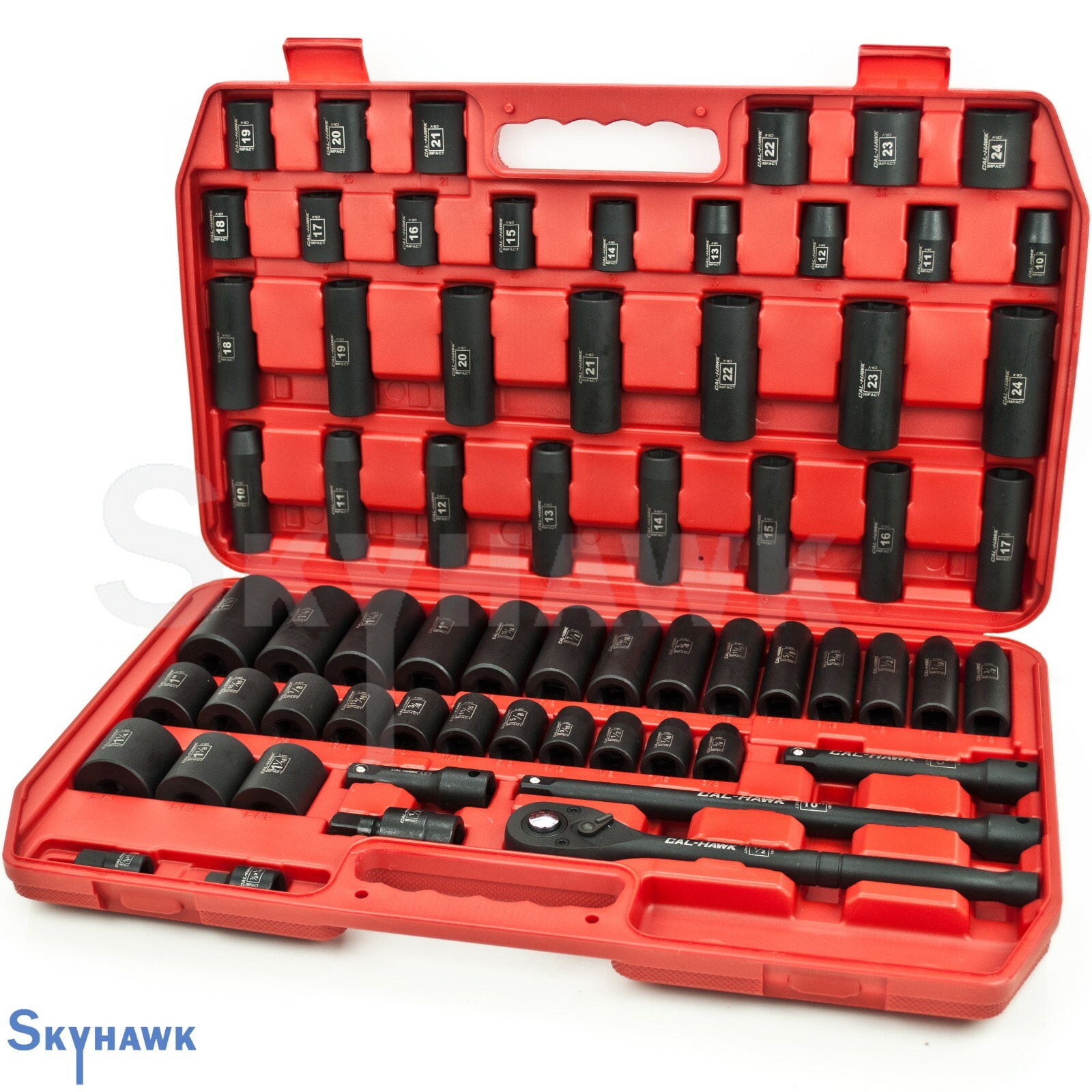 65pc 1/2″ Dr SAE & Metric Deep & Shallow std Impact Socket Adapter Reducer Set