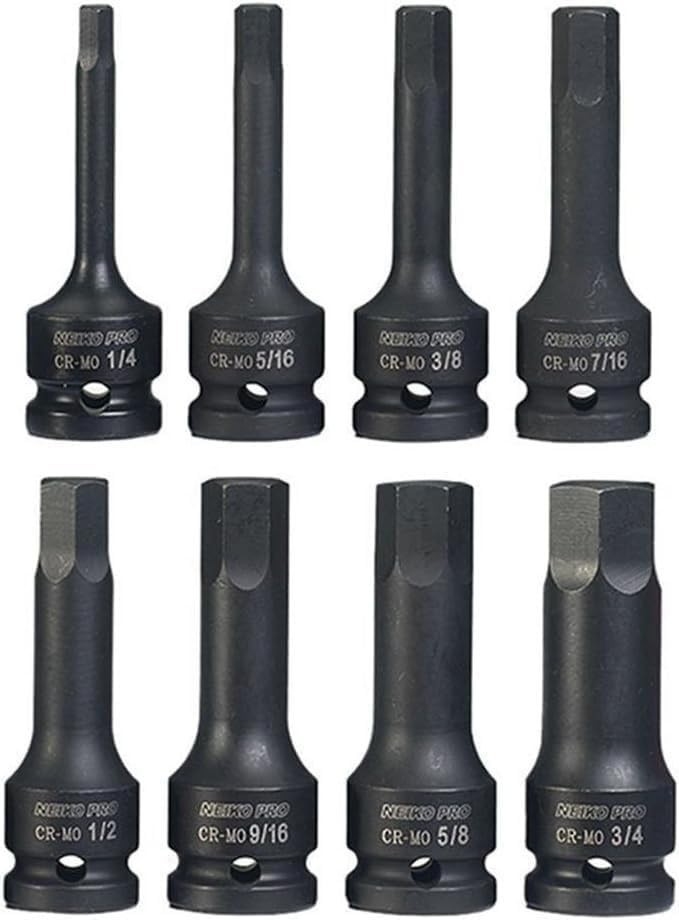 8-PCS 1/2-In Drive Allen Socket Set 3-In 1/2-In Impact Hex-Bit Socket Set SAE