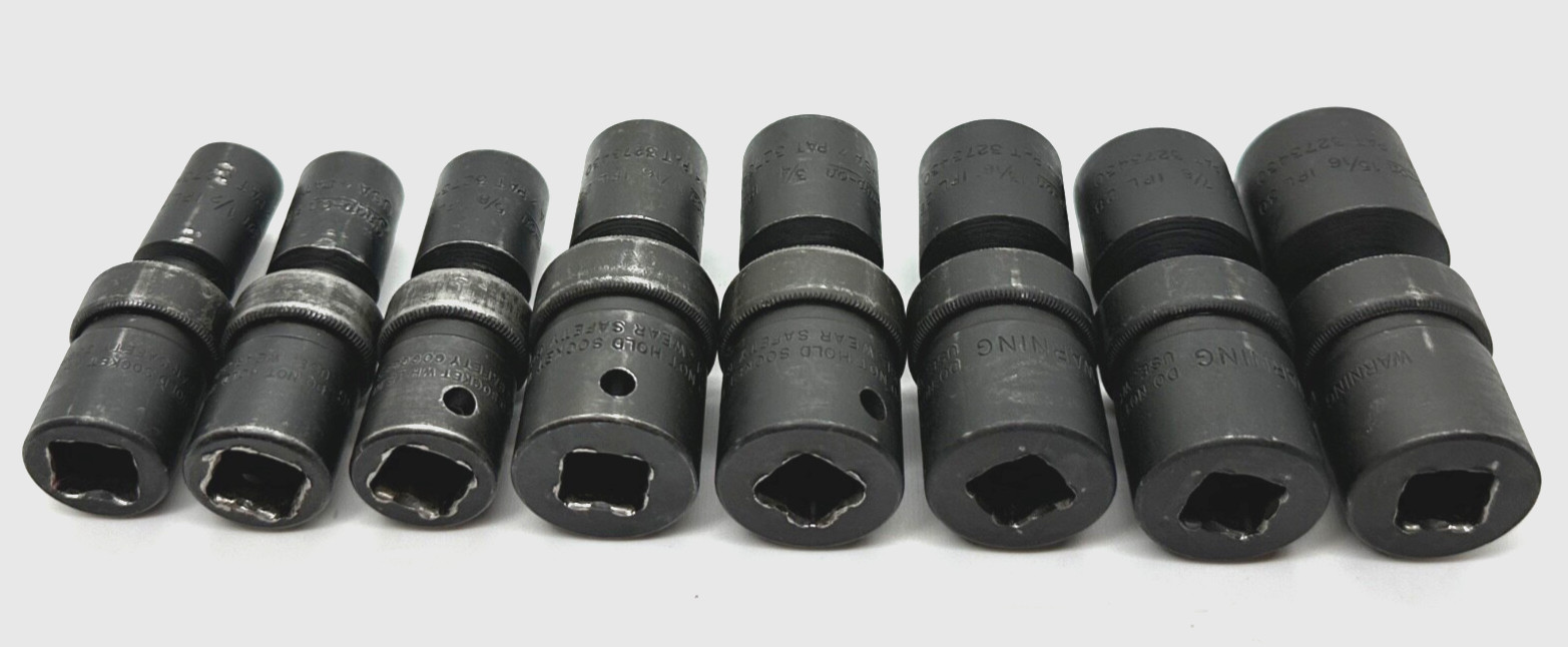 🇺🇸 Snap On Tools SAE 1/2″ DR Impact Swivel Universal Socket Set Lot 6PT Wobble