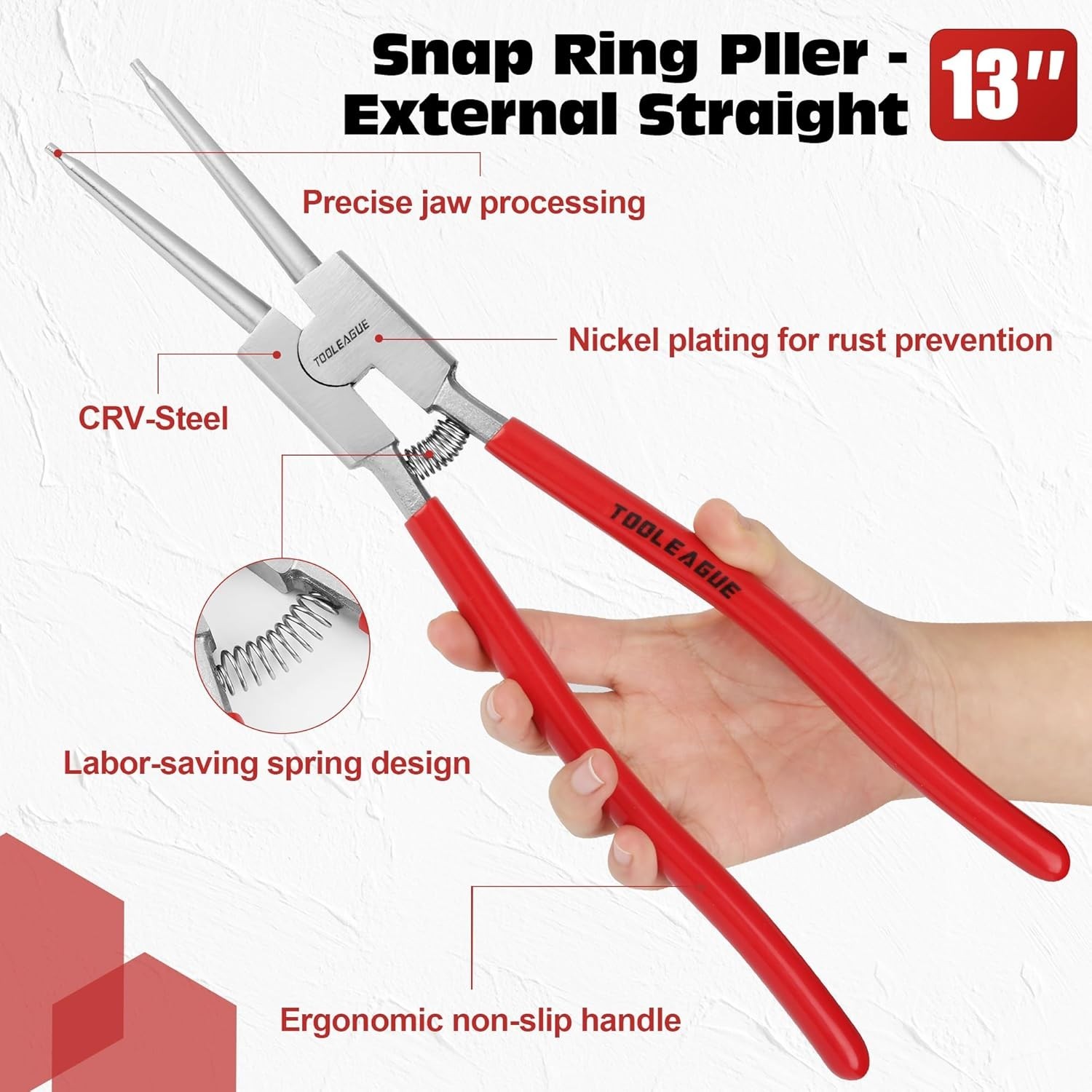 Snap Ring Pliers – 13″ Straight External, Alloy Steel
